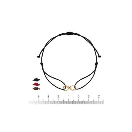 Pulsera Niña Comunión Nylon Negro e Infinito Oro Amarillo 1-90342-0-9