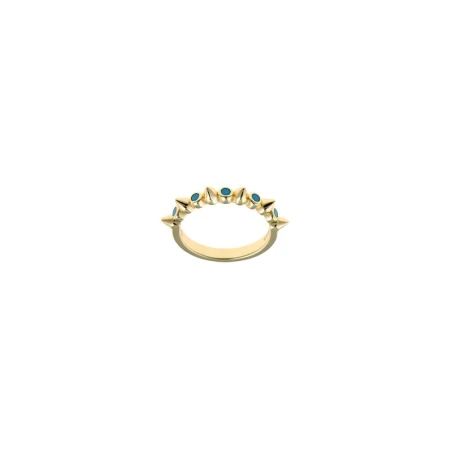 Anillo Salvatore Plata Baño Oro y Circonitas Turquesa 195S0049