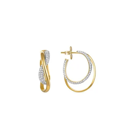 Pendientes Luxenter Udri Aros Plata Baño Oro y Circonitas EQ373M0000