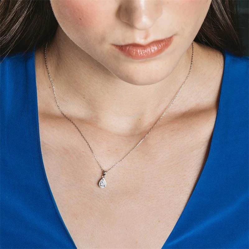 Conjunto Colgante +  Pendientes Plata Forma De Lágrima Con Circonita Blanca SPK-101-001-UU