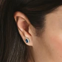 Conjunto Collar +  Pendientes Plata Forma Oval Con Circonita Azul SPK-107-000-UU