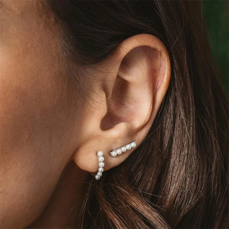 Pendientes Itemporality Signlas Barrita Plata y Perlas 2 Mm SEA-101-205-UU