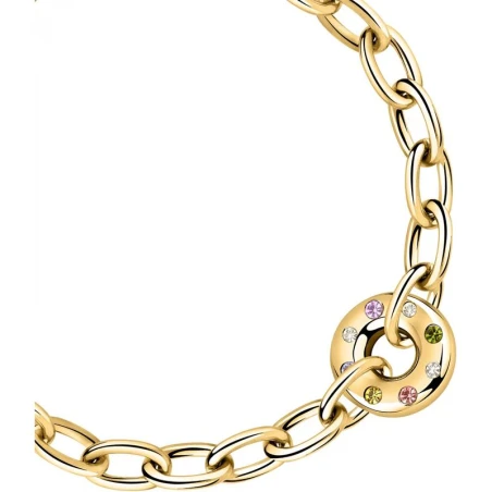 Pulsera Morellato Bagliori Acero Baño Oro y Cristales Multicolor SAVO13