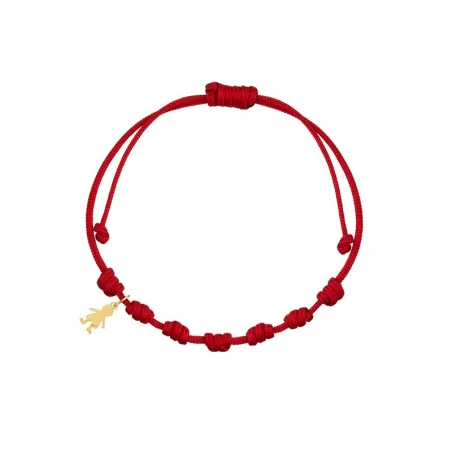 Pulsera Niña nylon rojo 7 nudos NIño oro 1-90278-1-9