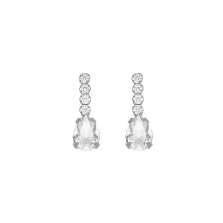 Pendientes Victoria Cruz Plata Baño Rodio y Circonitas Blancas A4370-07HT