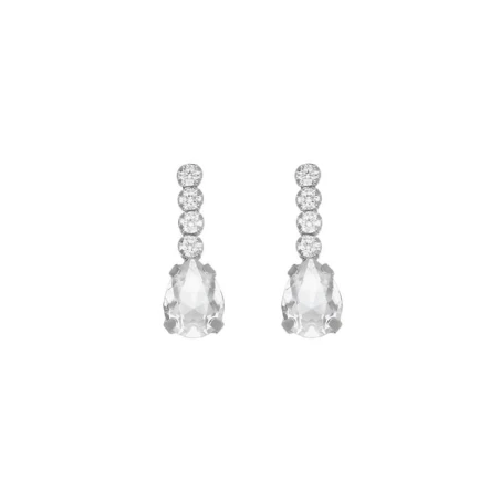 Pendientes Victoria Cruz Plata Baño Rodio y Circonitas Blancas A4370-07HT