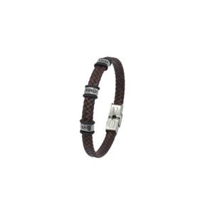 Pulsera Hombre Acero Inoxidable Grabable y Piel trenzada Marrón C30301169/M 2