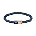 Pulsera Maserati Hombre Acero Inoxidable Rosado y Piel trenzada Azul JM222AVE09