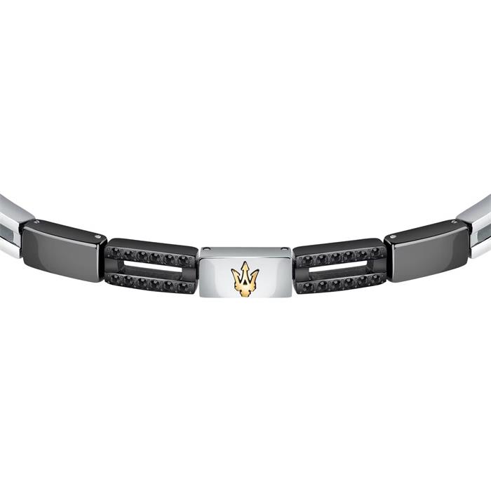 Pulsera Maserati Hombre Acero Inoxidable y Cerámica Plateado y Negro JM223ATZ22
