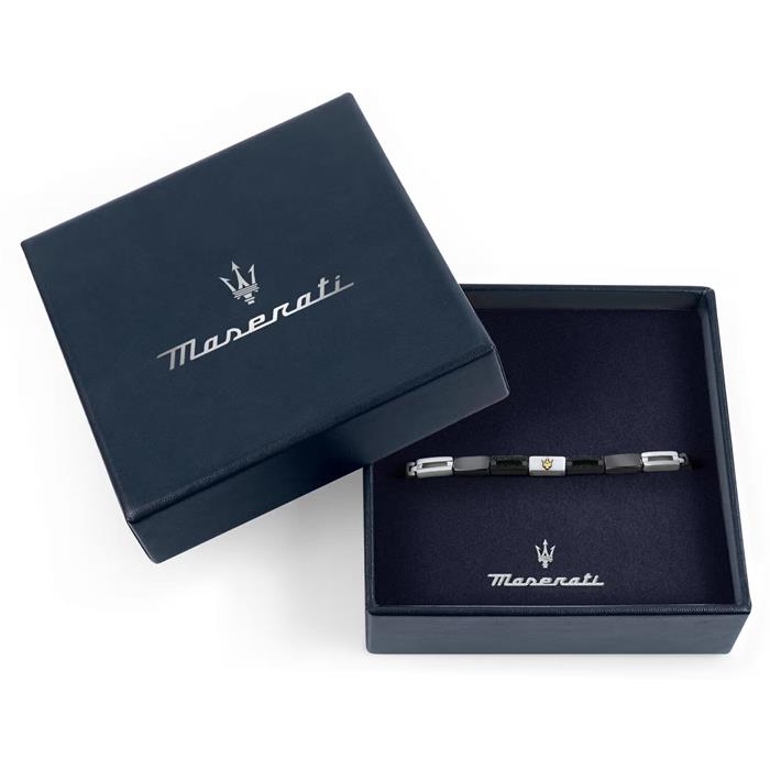 Pulsera Maserati Hombre Acero Inoxidable y Cerámica Plateado y Negro JM223ATZ22