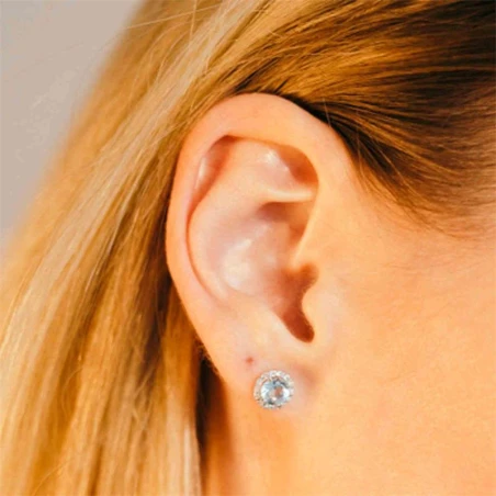 Pendientes Le Carré Ocean Oro blanco 18Kt, Diamantes y Topacios Azules GB146OB.00