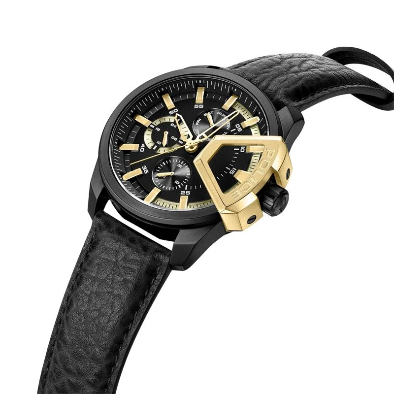 Reloj Police Underlined Hombre Negro y Dorado Multifunción PEWJF0005704
