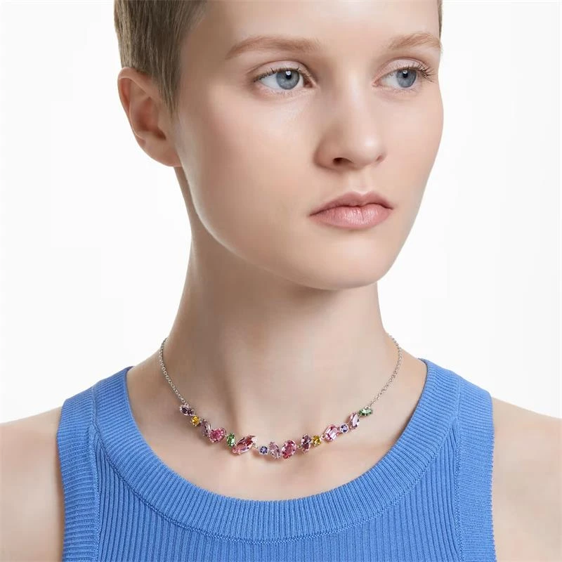 Collar Swarovski Gema Baño Rodio y Cristales Multicolor 5658398