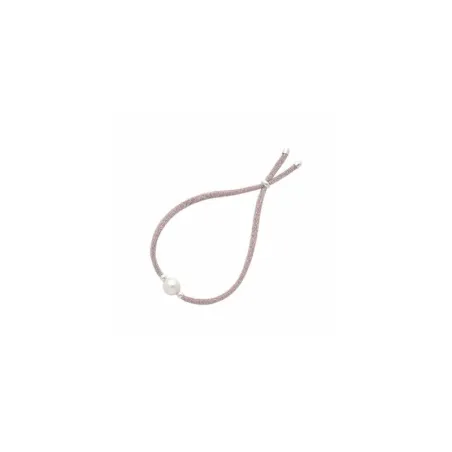 Pulsera Majorica elástica Plata Baño Oro y Cordón Rosa, Perla Blanca 8mm 16598.01.2.000.010.1