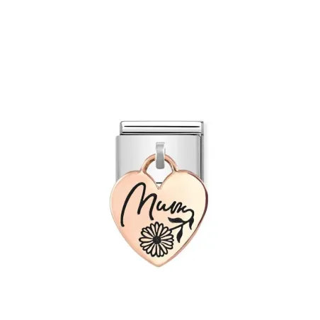 Composable Classic CHARMS PLACA GRABADOS (IC) en acero y plata 9 kt Corazon MUM