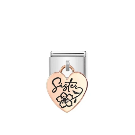 Composable Classic CHARMS PLACA GRABADOS (IC) en acero y plata 9 kt Corazon Sister