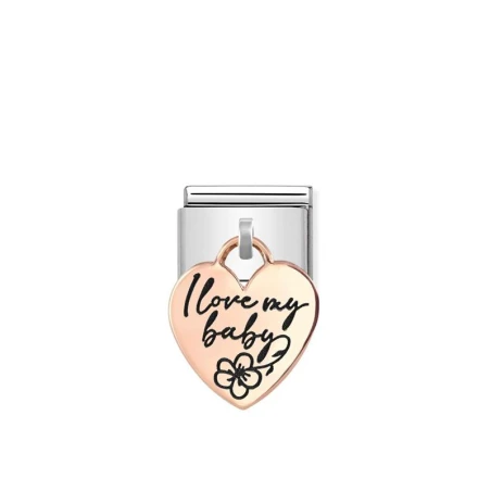 Composable Classic CHARMS PLACA GRABADOS (IC) en acero y plata 9 kt Corazon I Love My Baby