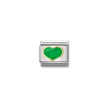 Composable Classic LOVE 2 en acero, esmalte y oro 18K Corazon VERDE MANZANA