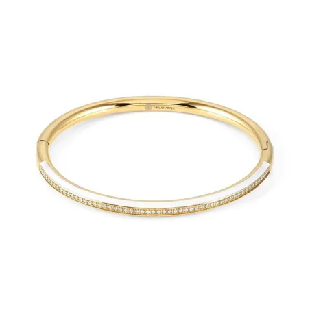 Pulsera DRUSILLA en acero, circonitas y esmalte ac. Oro Amarillo  (RIGIDA PEQUENA) Blanco