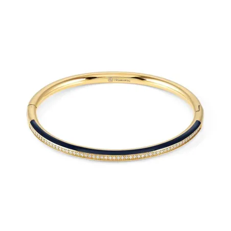 Pulsera DRUSILLA en acero, circonitas y esmalte ac. Oro Amarillo  (RIGIDA PEQUENA) Azul