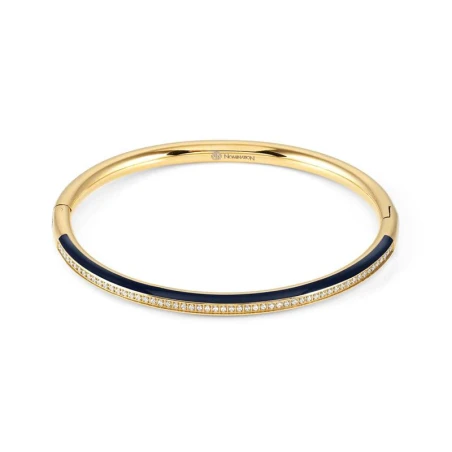 Pulsera DRUSILLA en acero, circonitas y esmalte ac. Oro Amarillo (RIGIDA PEQUENA) Azul