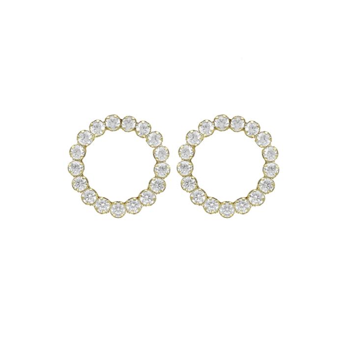 Pendientes Victoria Cruz Mujer Círculo Plata baño Oro y Circonitas blancas A4474-07DT