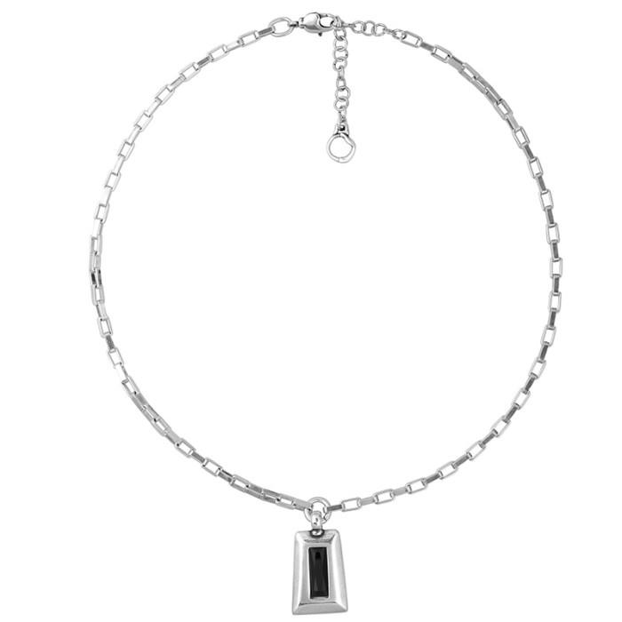 Gargantilla Ciclón Glam Baño Plata y Cristal Negro 231810-01