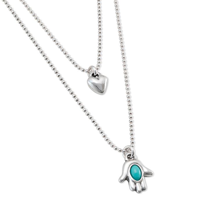 Gargantilla UNOde50 Values Baño Plata Cruz y Cristal Turquesa COL1828TQSMTL0U