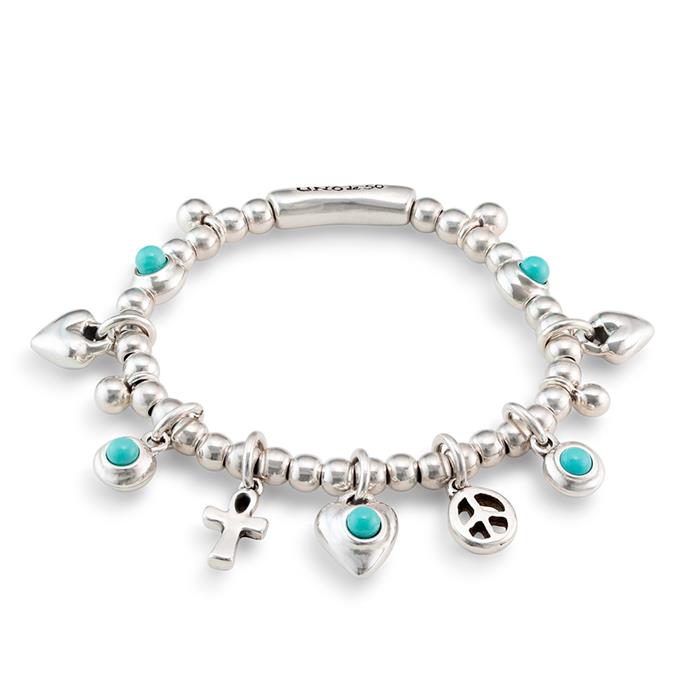 Pulsera UNOde50 Worship Mujer 5 charms Baño Plata y Cristales TurquesaPUL2350TQSMTL0M