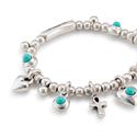 Pulsera UNOde50 Worship Mujer 5 charms Baño Plata y Cristales TurquesaPUL2350TQSMTL0M