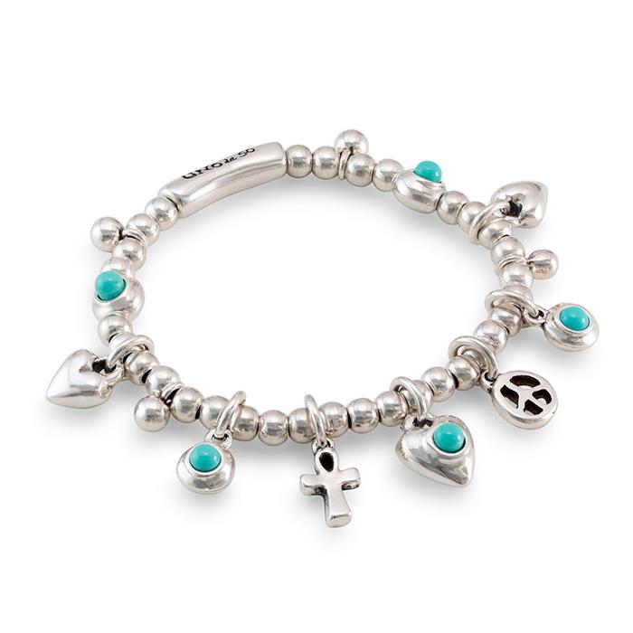 Pulsera UNOde50 Worship Mujer 5 charms Baño Plata y Cristales TurquesaPUL2350TQSMTL0M