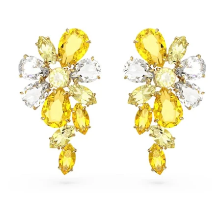 Pendientes Swarovski Gema Flor Baño Oro y Crsitales blancos y amarillos 5652802