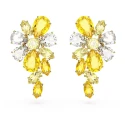 Pendientes Swarovski Gema Flor Baño Oro y Crsitales blancos y amarillos 5652802