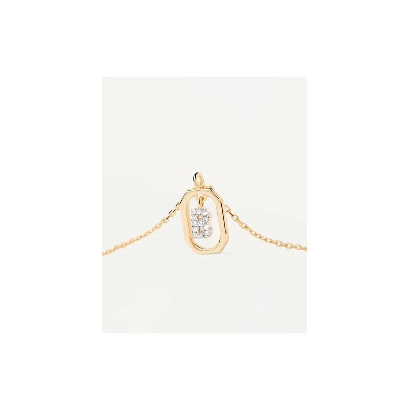 Gargantilla PdPaola Letters Plata Baño Oro  y Circonitas Letra B CO01-513-U
