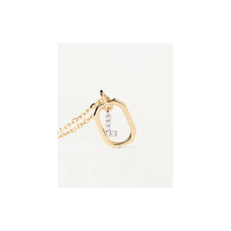 Gargantilla PdPaola Letters Plata Baño Oro  y Circonitas Letra L CO01-523-U