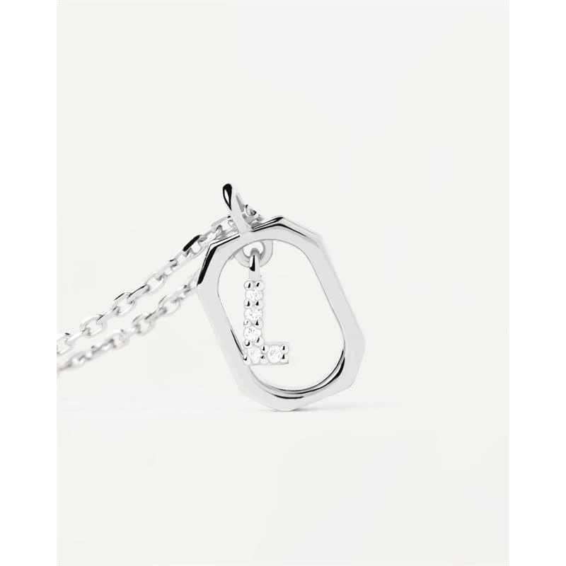 Gargantilla PdPaola Letters Plata Baño Rodio  y Circonitas Letra L CO02-523-U