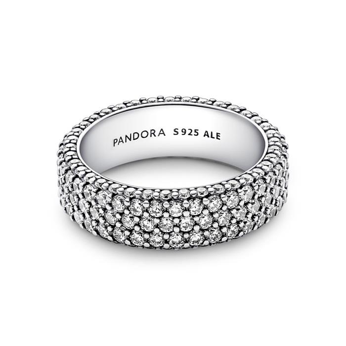 Anillo Pandora Plata Triple Fila Circonitas en Pavé 192634C01