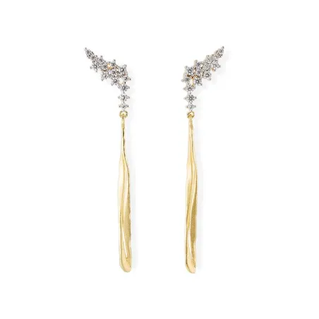 Pendientes Marina García Lía Plata Baño Rodio y Oro, Circonitas Blancas 90508PD