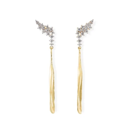 Pendientes Marina García Lía Plata Baño Rodio y Oro, Circonitas Blancas 90508PD