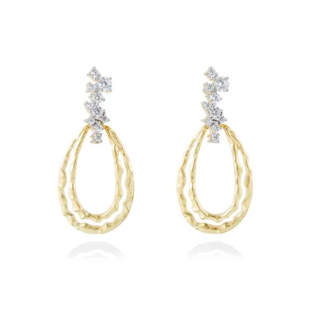 Pendientes Marina García Plata Baño Rodio y Oro, Circonitas blancas 90529PD