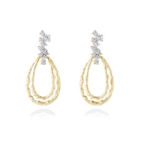 Pendientes Marina García Plata Baño Rodio y Oro, Circonitas blancas 90529PD