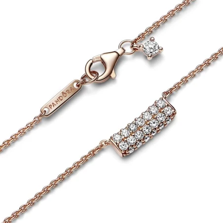 Gargantilla Pandora Oro Rosa Fila Doble Pavé 382621C01-45