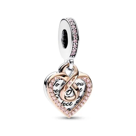 Charm Colgante Doble Pandora Corazón Infinito Dos Tonos 782641C01
