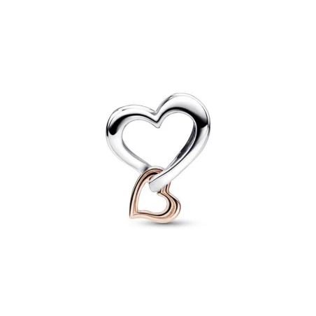 Openwork heart sterling silver and 14k gold-plated charm
