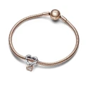 Openwork heart sterling silver and 14k gold-plated charm