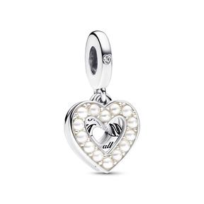 Charm Colgante Doble Pandora Corazón Blanco Anacarado 792649C01