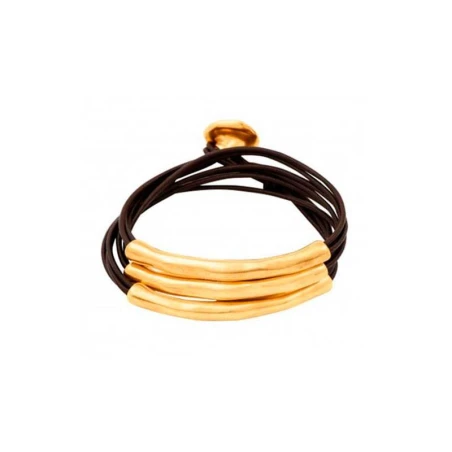 PULSERA TRIPLE TUBO BAÑO ORO  "o no tubi"