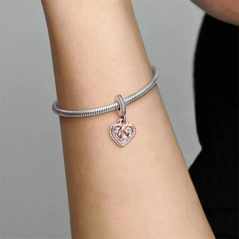 Charm Colgante Doble Pandora Corazón Infinito Dos Tonos 782641C01