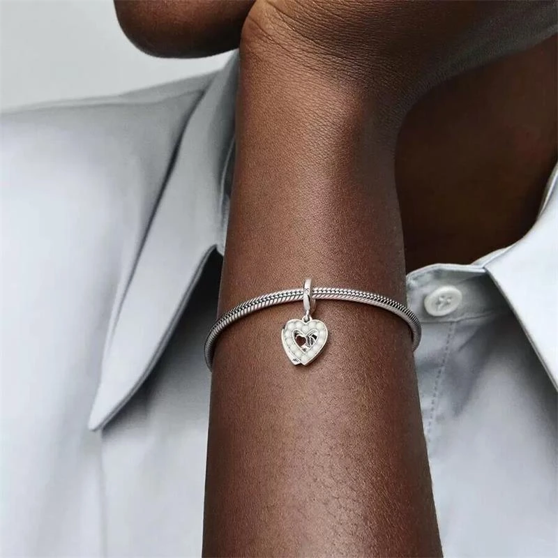 Charm Colgante Doble Pandora Corazón Blanco Anacarado 792649C01