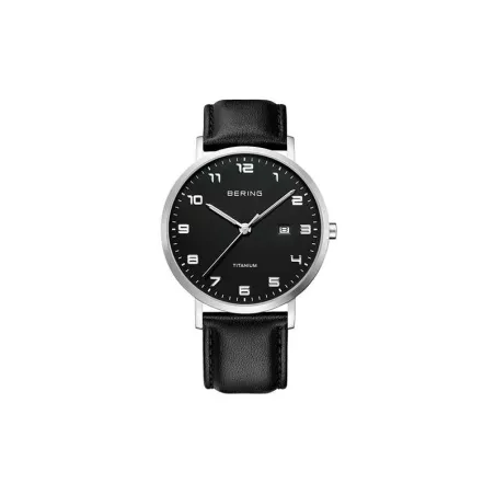 Reloj Bering Titanium Hombre Negro y Plateado Cepillado, Analógico 18640-402